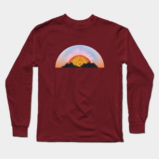 Sunrise Tie-Dye Mountains Abstract Long Sleeve T-Shirt